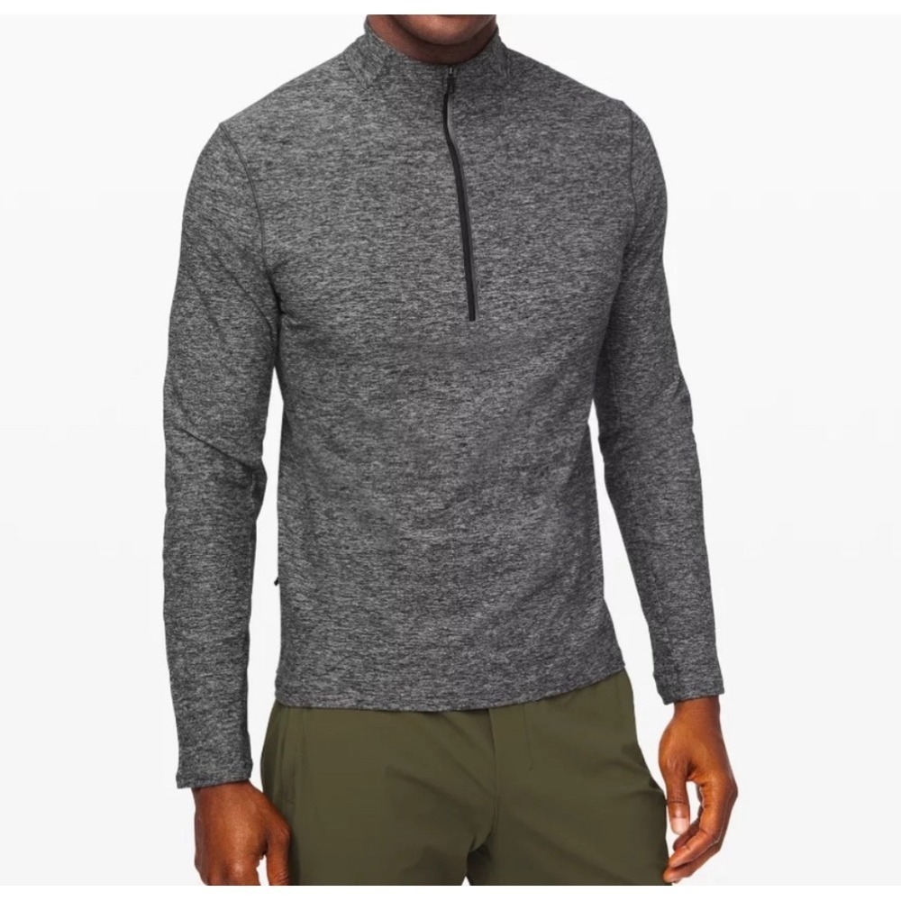 Lululemon Surgeβ Warm Pullover Shirt Mens Medium Grey 1/2 Zip Stretch Rulu